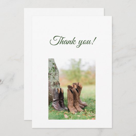 Green Branches Flat Thank You Card Dankeskarte (Vorne/Hinten)