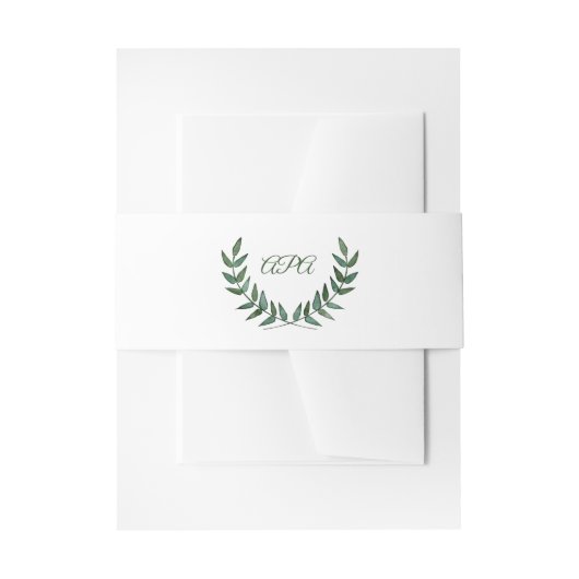 Green Branches Initials  Einladungsbanderole (Vorderseite Beispiel)