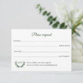 Green Branches Response Card RSVP Karte (Stehend Vorderseite)