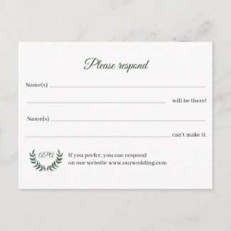 Green Branches RSVP Postcard Postkarte