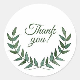 Green Branches Thank You Stickers