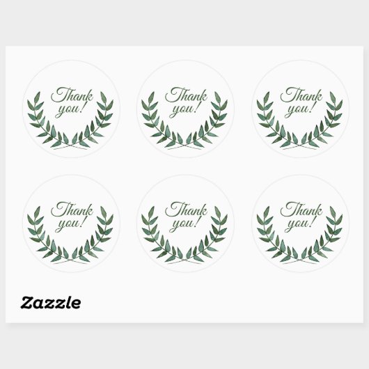 Green Branches Thank You Stickers (Blatt)