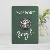 Green Brasilien Passport Save the Date (Stehend Vorderseite)