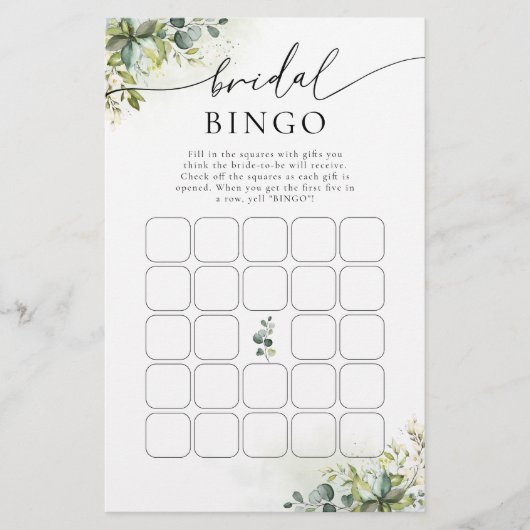 Green Brautparty Bingo (Vorderseite)