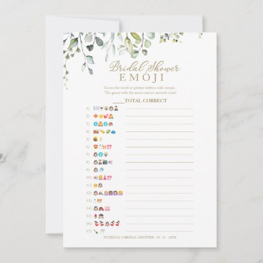 Green Brautparty Emoji Pictionary Game Einladung (Vorderseite)