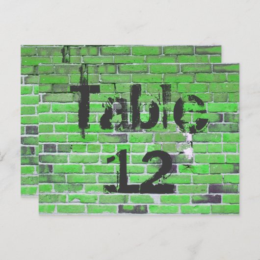 Green Brick Graffiti Empfang Tischnummern (Vorne/Hinten)