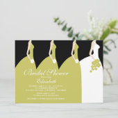 Green Bride Bridesmaids Bridal Dusche Einladung (Stehend Vorderseite)
