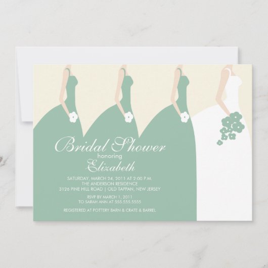 Green Bride Bridesmaids Bridal Dusche Einladung (Vorderseite)