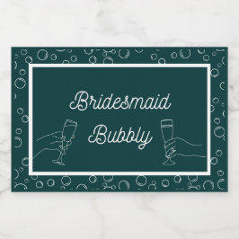 Green Bridesmaid Bubbly Mini Sparkling Labrador Schaumweinetikett