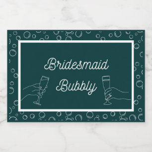 Green Bridesmaid Bubbly Mini Sparkling Labrador Schaumweinetikett
