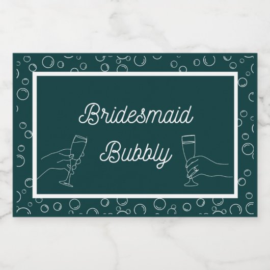Green Bridesmaid Bubbly Mini Sparkling Labrador Schaumweinetikett (Einzelnes Label)
