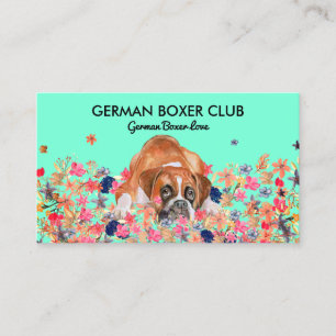 Green Bright Niedlich Boxer Dog Visitenkarte