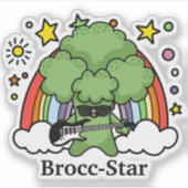Green Broccoli Brocc, Rock Star Aufkleber (Vorderseite)