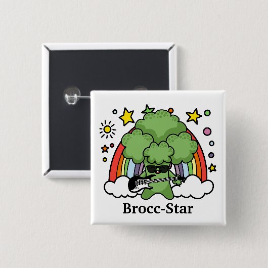 Green Broccoli Brocc, Rock Star Button (Vorne & Hinten)