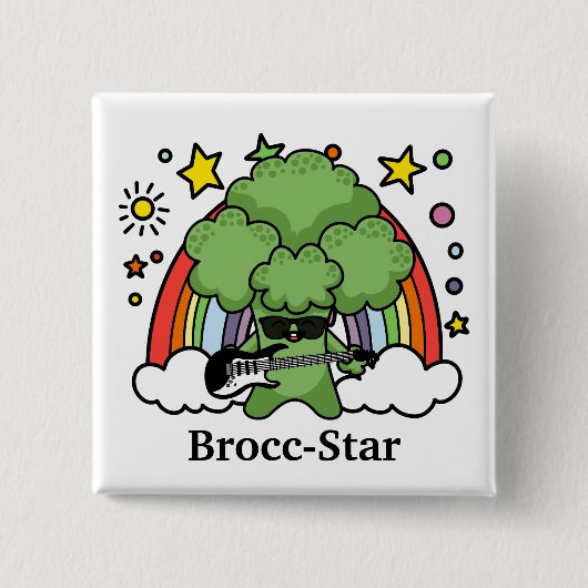 Green Broccoli Brocc, Rock Star Button (Vorderseite)