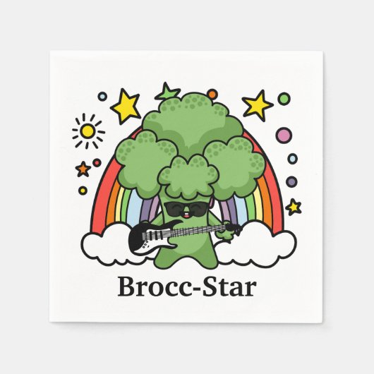Green Broccoli Brocc, Rock Star Serviette (Vorderseite)
