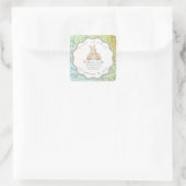 green brom grey bunny cute babyshower quadratischer aufkleber (Tasche)