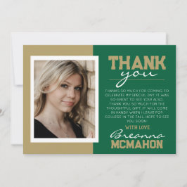 Green & Bronze Abschluss Foto Danke Karte