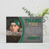 Green Bronze Chalkboard Abschluss Danke Karte (Stehend Vorderseite)