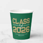 Green & Bronze Gold Class of Year Abschluss Pappbecher (Vorderseite)