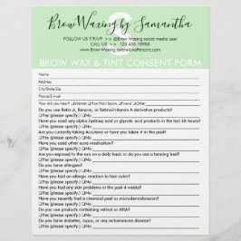 Green Brow Wax Tint-Kundeneinwilligungsformular Flyer