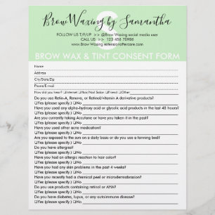 Green Brow Wax Tint-Kundeneinwilligungsformular Flyer