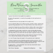 Green Brow Wax Tint-Kundeneinwilligungsformular Flyer (Hinten)