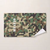 Green Brown Beige Camouflage Camouflage Monogram N Badhandtuch Set (Handtuch)