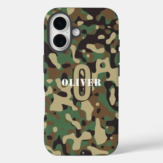 Green Brown Beige Camouflage Camouflage Monogram N Case-Mate iPhone Hülle (Rückseite)