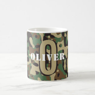 Green Brown Beige Camouflage Camouflage Monogram N Kaffeetasse