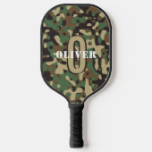 Green Brown Beige Camouflage Camouflage Monogram N Pickleball Schläger (Vorderseite)