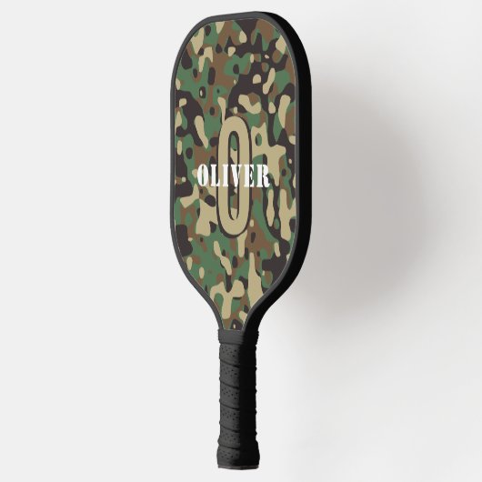 Green Brown Beige Camouflage Camouflage Monogram N Pickleball Schläger (Links)
