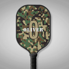 Green Brown Beige Camouflage Camouflage Monogram N Pickleball Schläger