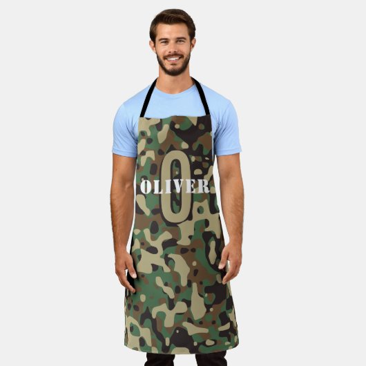 Green Brown Beige Camouflage Camouflage Monogram N Schürze (Getragen)