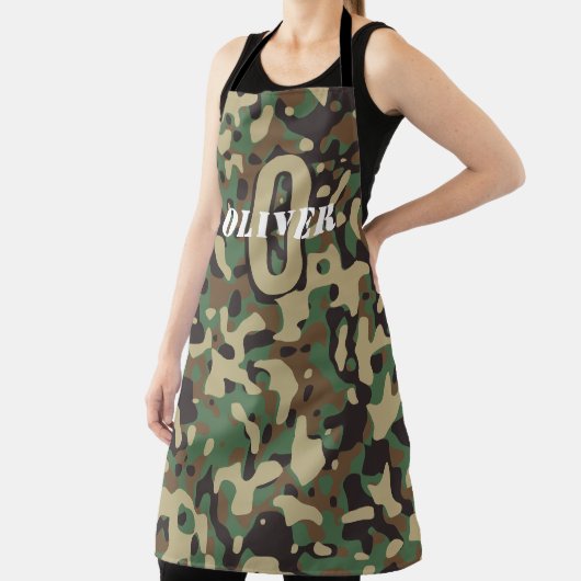 Green Brown Beige Camouflage Camouflage Monogram N Schürze (InSitu)