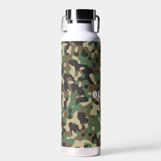 Green Brown Beige Camouflage Camouflage Monogram N Trinkflasche (Vorne)