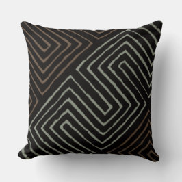 Green Brown Black African Maze Mud Cloud Tribal Kissen