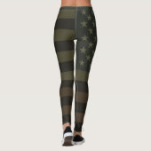 Green, Brown, & Black American Flag Earth Tones  Leggings (Rückseite)