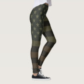 Green, Brown, & Black American Flag Earth Tones  Leggings (Rechts)