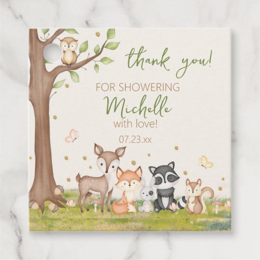 Green Brown Boy Watercolor Woodland Animations Squ Geschenkanhänger (Vorderseite)