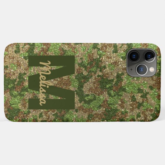 Green Brown Camouflage Glitzer Camouflage Monogram Case-Mate iPhone Hülle (Rückseite (Horizontal))