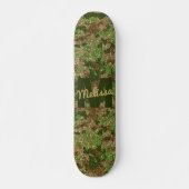 Green Brown Camouflage Glitzer Camouflage Monogram Skateboard (Vorne)