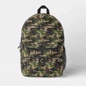 Green Brown Camouflage Pattern Monogramm Bedruckter Rucksack (Vorderseite)
