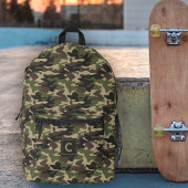 Green Brown Camouflage Pattern Monogramm Bedruckter Rucksack
