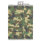 Green Brown Camouflage Vinyl Wrapped Flask 8 oz Flachmann (Rückseite)