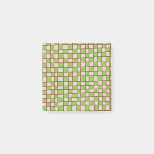 Green Brown Checkerboard Earthy Checkered Patered Post-it Klebezettel (Vorderseite)