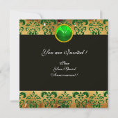 GREEN BROWN DAMASK PARKPLATZ MIT KLEEBLATT, schwar Einladung (Rückseite)