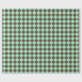 Green Brown Diamond Schachbrett Muster Geschenkpapier (Flach)