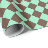 Green Brown Diamond Schachbrett Muster Geschenkpapier (Rolleneckpunkt)