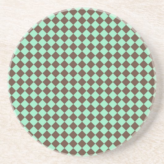 Green Brown Diamond Schachbrett Muster Getränkeuntersetzer (Vorne)